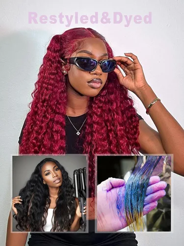 Vista 6 de Extensiones de cabello humano ondulado profundo (14 pulgadas, 1 encaje frontal negro natural)