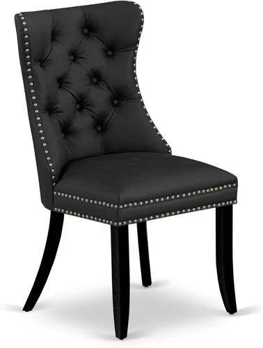 Vista 6 de East West Furniture DUDA7-BLK-12 - Juego de mesa y sillas de cocina de 7 piezas, consta de una mesa de comedor rectangular y 6 sillas Parson