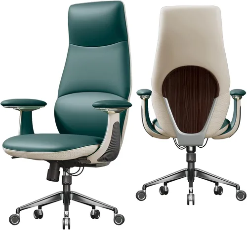 Vista 10 de Silla ejecutiva ergonómica de cuero genuino, respaldo alto de 400 libras
