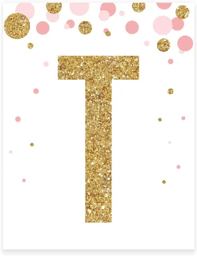 Vista 15 de Andaz Press letras con purpurina dorada y rosa para decoración de la habitación del bebé, 8.5 x 11 pulgadas, Tinta, Letra A, 8.5 x 11 pulgadas