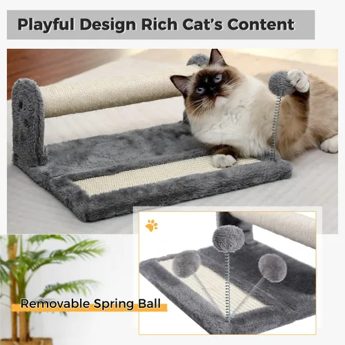 Vista 3 de PAWZ Road Poste rascador y almohadilla para gatos, postes y almohadillas para rascar cubiertos de sisal con pelota de juego, ideal para gatitos