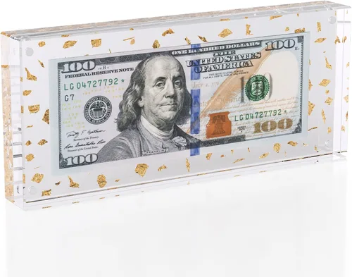 Vista 12 de Estuche de visualización con forma de billete de dólar de 7.8" x 3.9" – Estuche acrílico con marco para billetes de dólar, soporte magnético