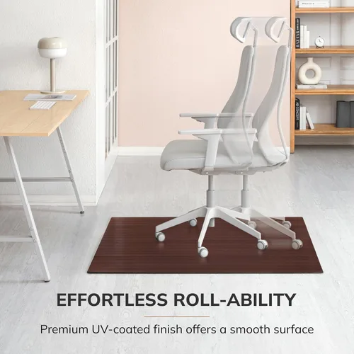 Vista 5 de Anji Mountain Alfombrilla de bambú para silla de oficina de 48" x 43" para Cerezo oscuro