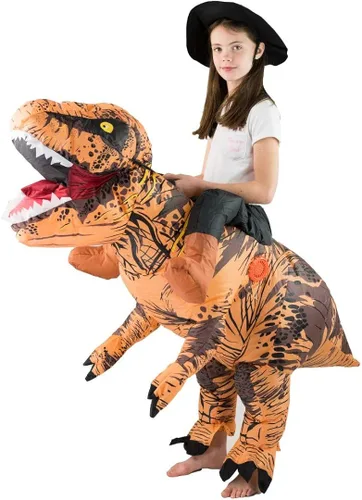 Vista 5 de Disfraz inflable de dinosaurio Jurassic T Rex para niños de 5 a 11 años, Premium T Rex Kids