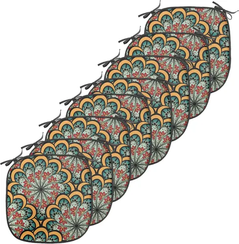 Vista 159 de Ambesonne Flamingo - Cojín de asiento para silla, diseño de fantasía exótica con elementos de vida silvestre hawaiana en colores pastel, acolchado