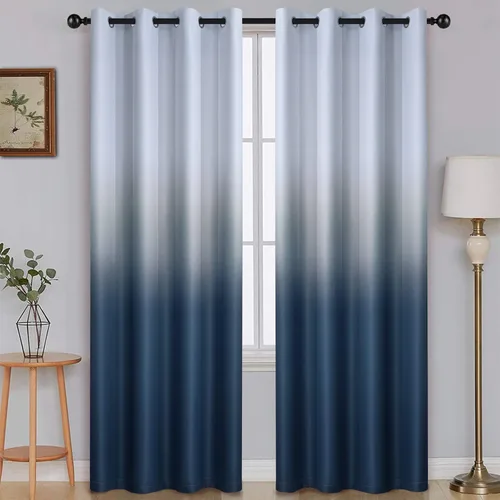 Vista 213 de SimpleHome Cortinas degradadas degradadas para oscurecer la habitación de 36 pulgadas de largo para dormitorio, con ojales y bloqueo de luz Negro