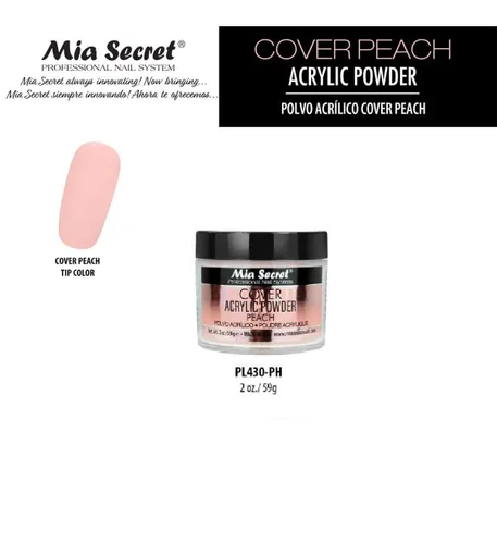 Vista 2 de Mia Secret Cubierta profesional para sistema de uñas, polvo acrílico, nuevo artículo 2020 (cubierta de 2 onzas, melocotón)