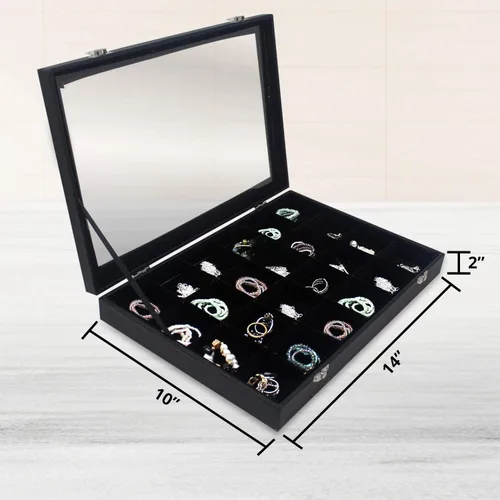 Vista 4 de Organizador de cajas de exhibición de anillos Soporte para aretes y anillos Cajas de bandeja organizadora para múltiples anillos Anillos y aretes