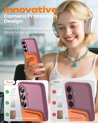 Vista 687 de TOCOL Funda magnética 3 en 1 para iPhone 15 Pro, mejorada [protección completa de cámara] con 2 protectores de pantalla, compatible con MagSafe Gris