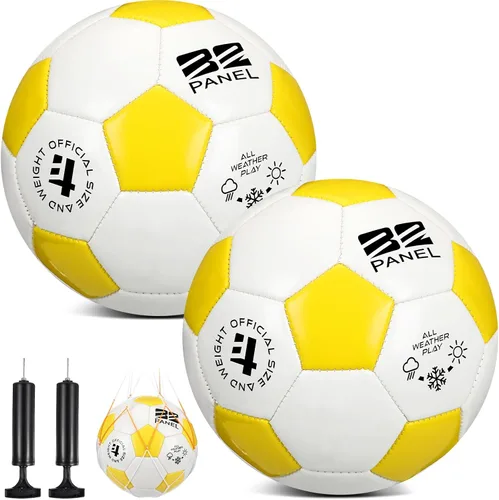 Vista 12 de Shappy 2 pelotas de fútbol a granel con bomba, bolsa de malla, tamaño oficial 3, 4, 5, pelota de fútbol colorida para interiores y exteriores