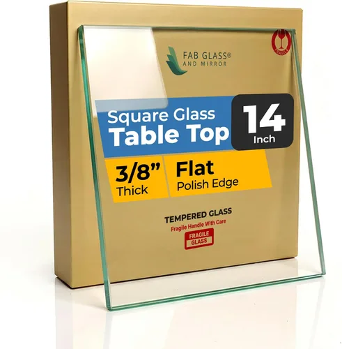 Vista 30 de Tablero de vidrio templado transparente de 10 pulgadas cuadradas con borde biselado de 1/2 pulgada de espesor para mesas de comedor, de café