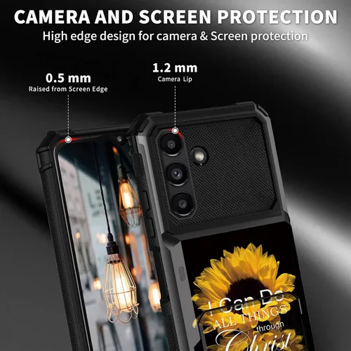 Vista 4 de Funda tipo cartera para Samsung Galaxy A54 5G con ranura para tarjetero, funda con tapa híbrida de doble capa, resistente, a prueba de golpes, funda