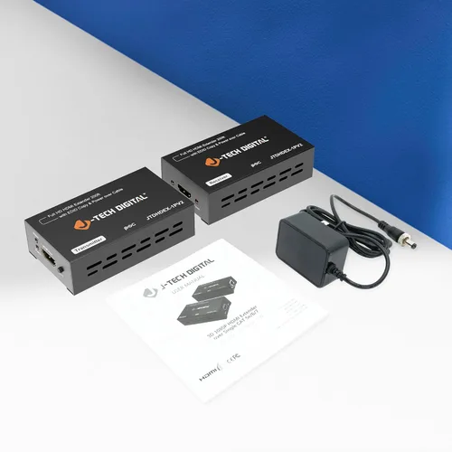 Vista 9 de J-Tech Digital Extensor HDMI 1080P 60Hz sobre CAT 5e/6/7 PoC (Alimentación por Cable) hasta 165 pies, Copia EDID de Color Profundo Sin Pérdida
