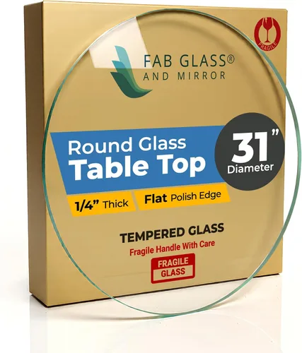 Vista 15 de Fab Glass - Mesa redonda de cristal de 48 in, grosor de 3/4 in, cristal pulido plano templado, Vidrio, Transparente