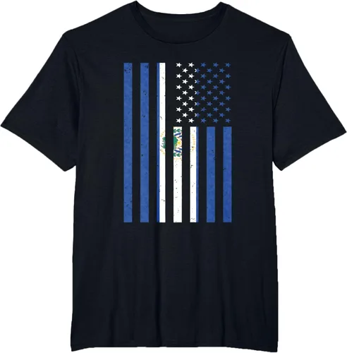 Vista 33 de El Salvador Shirt - El Salvador USA America Flag Men Women T-Shirt