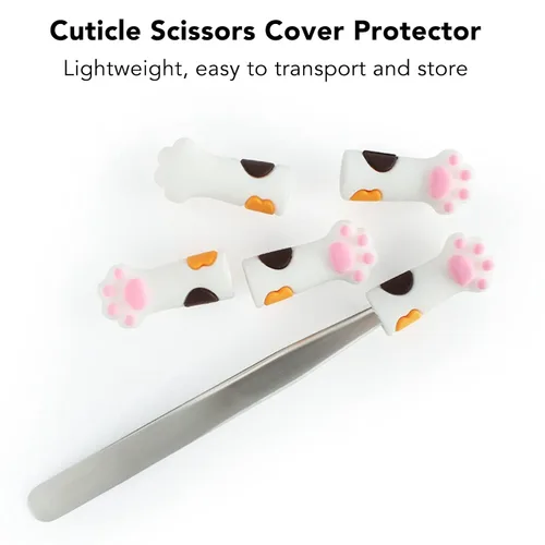 Vista 4 de 5 fundas para tijeras, tijeras de cutícula, protectores de cubierta con forma de gato, cubierta protectora de silicona para uñas y uñas de los pies