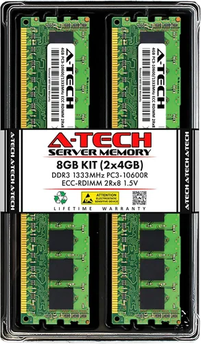 Vista 94 de A-Tech 4GB DDR3 1333MHz PC3-10600R ECC RDIMM 1Rx4 Rango único 1.5V Registrado DIMM 240-Pin Módulo de actualización de memoria RAM de servidor