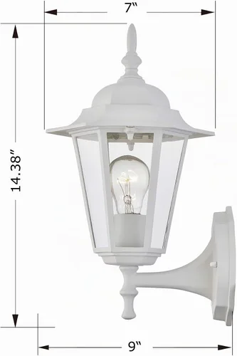 Vista 7 de WISBEAM Farol de pared para exteriores, aplique de pared como accesorio de iluminación de porche, base E26 de 60 W máximo, carcasa de metal más