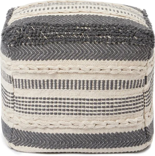 Vista 5 de REDEARTH · Puf acolchado otomano con relleno texturizado, cubo de almacenamiento, puf de asa, reposapiés para sala de estar, dormitorio, guardería