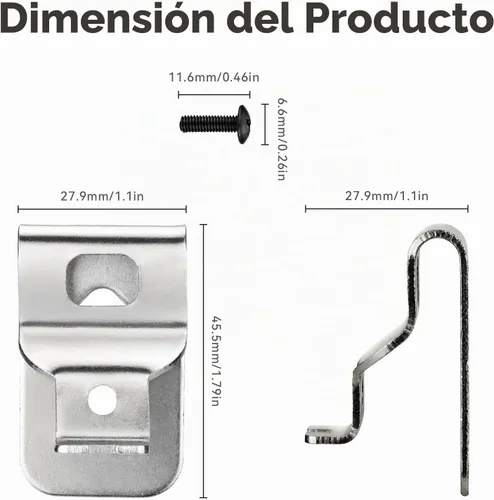 Vista 7 de Clips de cinturón para Dewalt, 4 clips de taladro de acero inoxidable 304, ganchos de herramientas con tornillos para N268241 N086039 compatibles