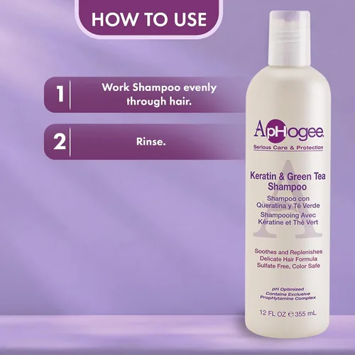 Vista 9 de Aphogee Champú de queratina y té verde para cabello dañado (12 fl oz)