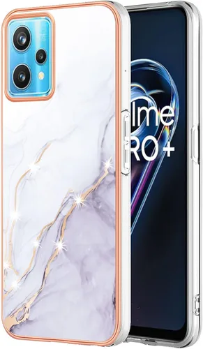 Vista 11 de Funda de teléfono para Realme 9 Pro Plus 0.18 oz Clear Siliocne Edge, diseño de mármol rosa elegante para Realme 9 Pro Plus, a prueba de golpes