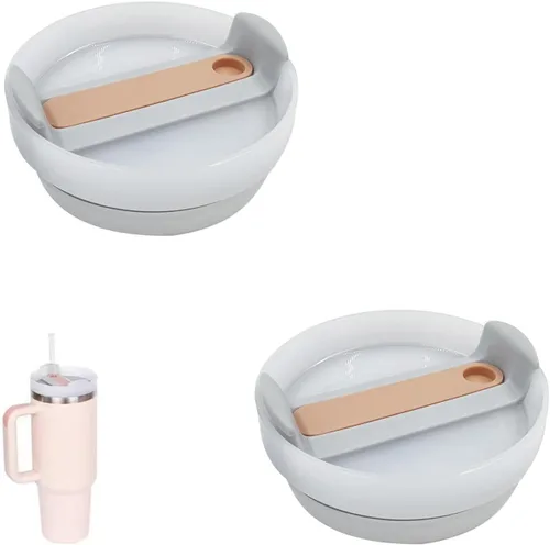 Vista 10 de Paquete de 2 tapas para vaso de 40 onzas compatibles con Stanley Quencher, cubiertas de vaso de acero inoxidable a prueba de derrames y resistentes