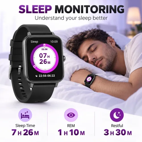Vista 6 de Choiknbo Reloj inteligente con rastreador de fitness para teléfonos Android/iOS, pantalla táctil completa de 1.69 pulgadas con monitor de frecuencia