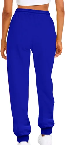 Vista 2 de Pantalones deportivos para mujer, de cintura alta, holgados, para otoño e invierno, con bolsillos