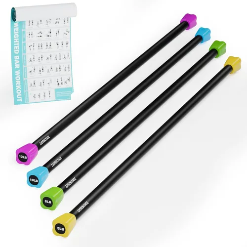 Vista 12 de LIONSCOOL Workout Weighted Bar,Padded Exercise Weight Bar, Solid Steel Stretching weighted bar set for Body Sculpting, Physical Therapy,Body Toning