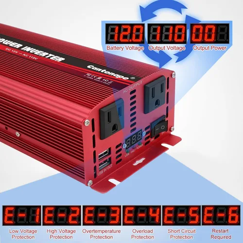 Vista 4 de Cantonape - Inversor de corriente de 1500 W CC 12 V a CA 110 V/120 V