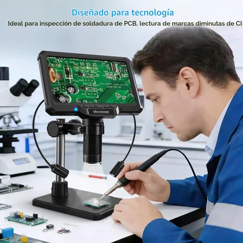 Vista 3 de Leanking Microscopio digital para adultos y niños, microscopios de lupa de monedas de pantalla de 7 pulgadas para monedas de error, PCB, errores
