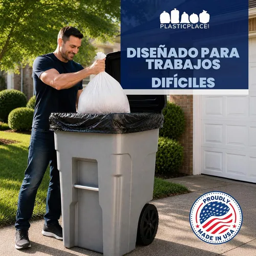 Vista 8 de Bolsas de basura de 64 galones para cubo, negras, 1,5 ml, 50 x 60, 50 bolsas) por caja Negro