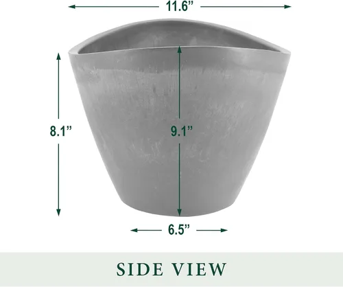 Vista 6 de PSW Pot Collection YB41CT Maceta Curvada de Compuesto de Plástico/Piedra/Madera – Sin Orificio de Drenaje (Perforable), para Plantas y Jardines