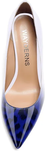 Vista 3 de WAYDERNS Zapatos de tacón medio de charol sólido para mujer, con puntera puntiaguda, 2.5 pulgadas