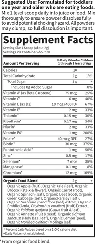 Vista 5 de Garden of Life Kids Multivitamin Powder, Daily Vitamins and Minerals for Toddlers & Kids - Organic Toddler Multi Powder With 15 Vitamin C, D3, Zinc