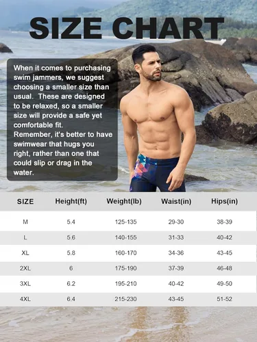 Vista 6 de 361 Swim Jammers for Men, Pro Racing Training Swimsuit, Chlorine Resistant Endurance Swimming Pants