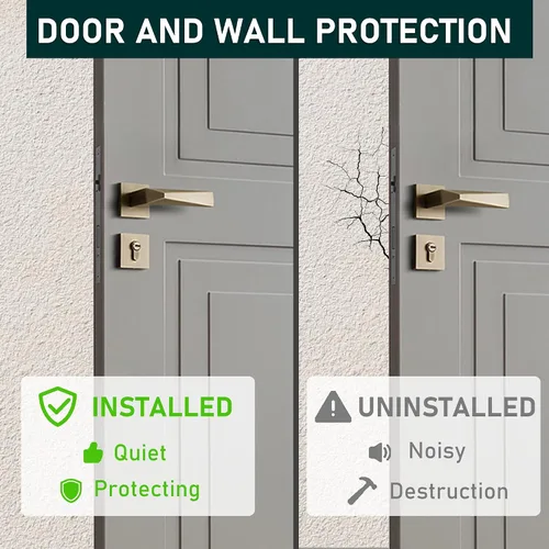 Vista 8 de QOGRISUN 's Topes de puerta negros de latón macizo resistentes, longitud total de 3-1/4 pulgadas de protector de pared decorativo con punta