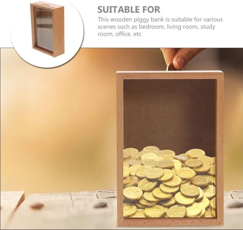 Vista 3 de Alipis Alcancía pequeña para ahorro de monedas, ahorro de presupuesto, para adultos, banco de dinero, tarro de dinero para adultos, marco de fotos
