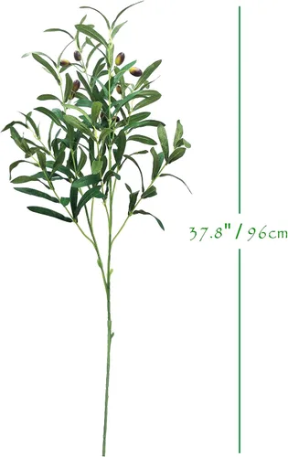 Vista 2 de 3 ramas de olivo artificiales de 38 pulgadas con frutas, tallos de vegetación sintética con hojas para decoración rústica de granja, arreglos