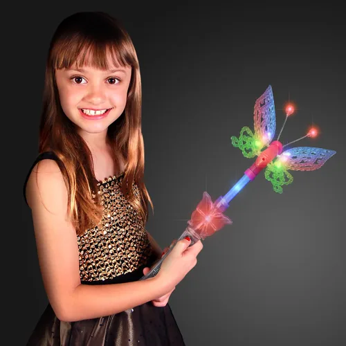 Vista 4 de FlashingBlinkyLights Varitas de hadas con luces de mariposa musical jumbo para niñas