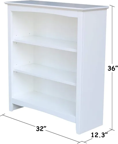 Vista 5 de Estantería Shaker de madera maciza, 36" de alto, color blanco