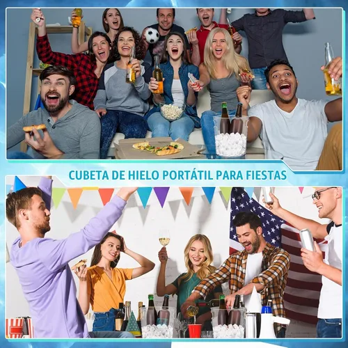 Vista 5 de Tessco for you - Cubo de hielo de plástico para fiestas con asa