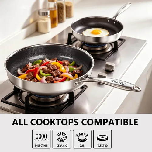 Vista 6 de imarku 10-Inch Hybrid Non Stick Frying Pan with Lid, Ceramic Coating