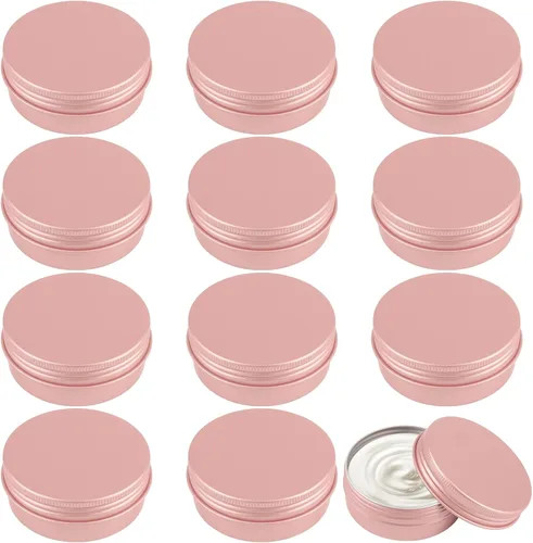 Vista 10 de Paquete de 12 latas, latas de salve de 0.5 onzas con tapas, recipientes pequeños de aluminio de metal recargable, recipientes redondos de estaño