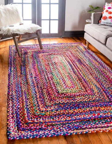 Vista 14 de Unique Loom Colección Trenzada Chindi - Alfombra de área (1 pie 2 pulgadas x 6 pies 1 pulgada, pasillo, multi/azul)