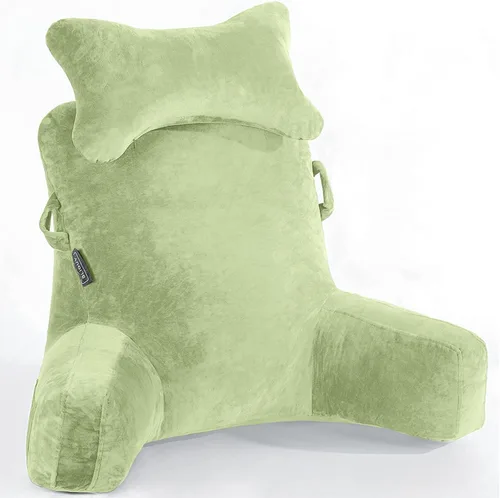 Vista 18 de SLIGUY Almohada de lectura, almohada de descanso para cama con rollo de cuello desmontable y brazo de apoyo superior para sentarse en la cama, sofá