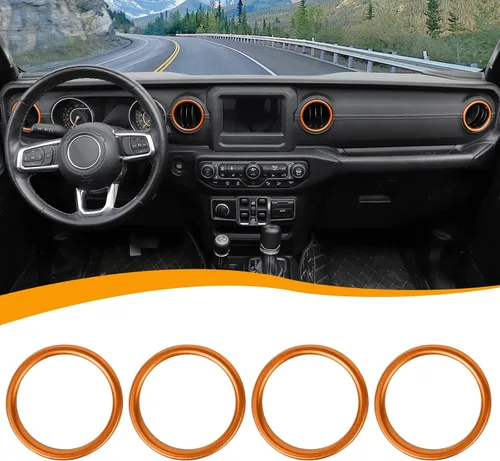 Vista 8 de Hoolcar – Anillo para ventilación de aire acondicionado interior, accesorios compatibles con Jeep Wrangler JL JLU y Gladiator JT 2018-2023, aleación