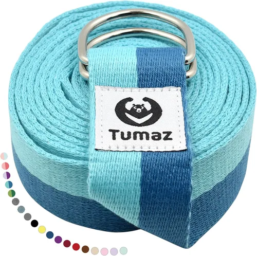 Vista 10 de Tumaz Yoga Strap for Stretching with Adjustable D-Ring, 6/8/10 ft Adjustable D-Ring Soft Cotton Blend 15+ Colors Non-Elastic Yoga Belt for