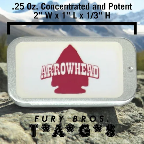 Vista 4 de FURY BROS. TAGS Colonia sólida para hombre Punta de flecha Tonka ahumado y tabaco de pipa Fragancia de aceite de semilla de uva de cera